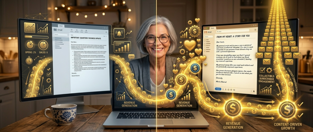 “The 11pm Email”: Why Margaret Makes $847 While You Sleep (The Emotional Storytelling Secret That Prints Money 24/7)
